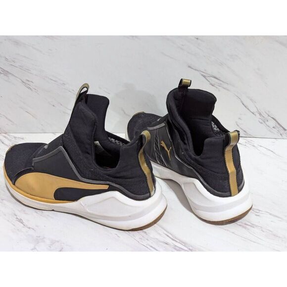 Puma Women's Black & Gold Slip-On Almond Toe Sneakers Shoe Size 7 - Picture 6 of 8